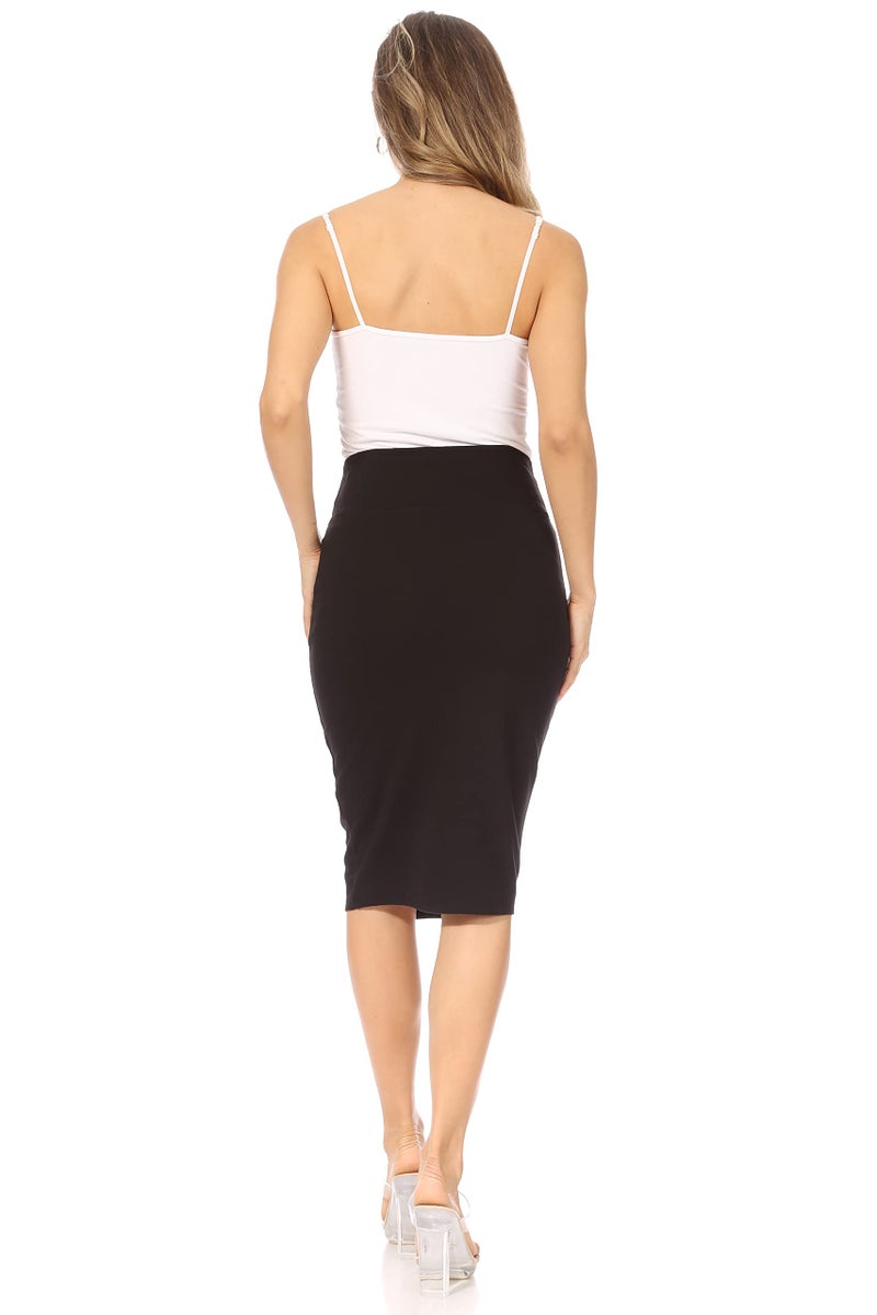 Simlu Women's Below the Knee Pencil Skirt for Office Wear, X-Large, Black - Image 4